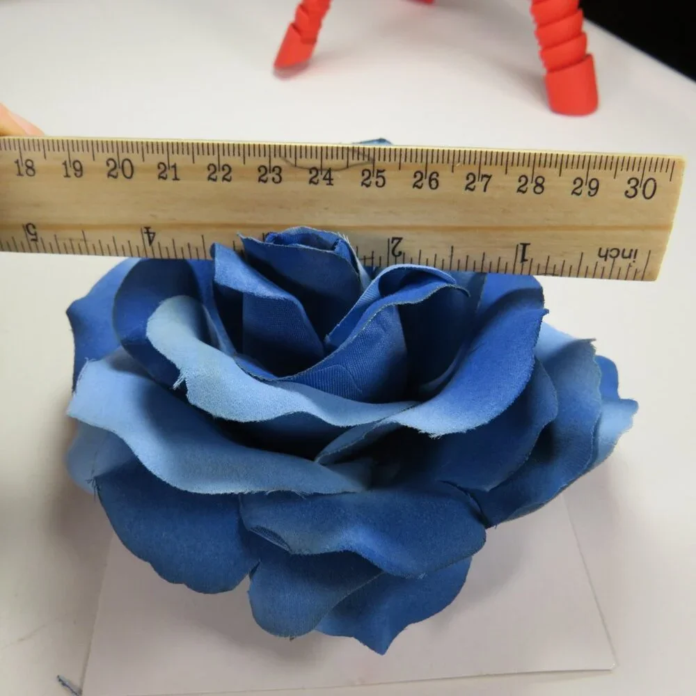 Red, Blue, Yellow Roses with soft fabric petals (great for hats or fairy proj.)